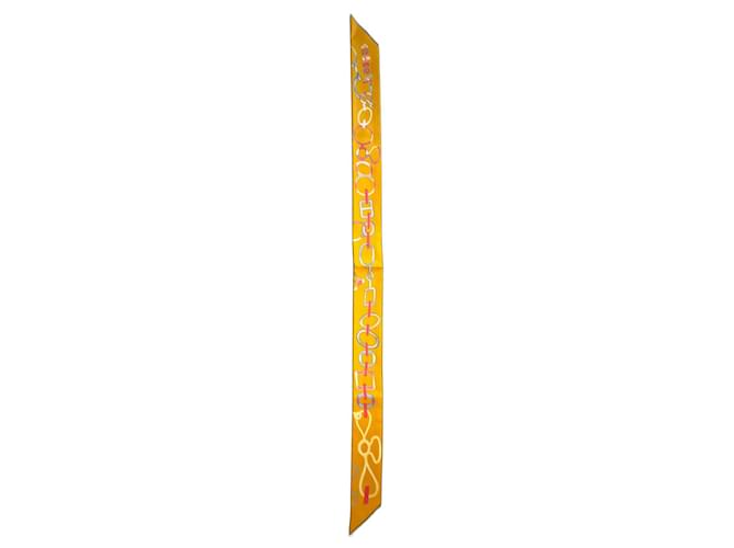Hermès twilly do re boucles Soie Multicolore  ref.1895024