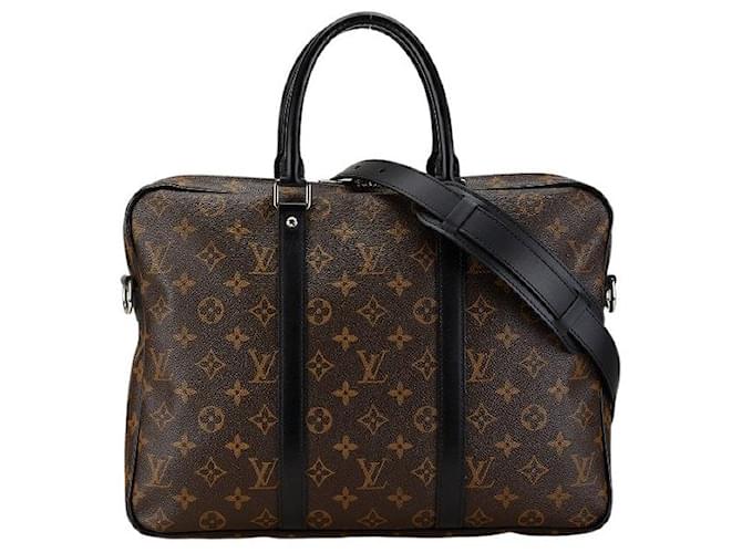 Louis Vuitton Monogram Macassar Briefcase 2WAY Brown Cloth  ref.1895423
