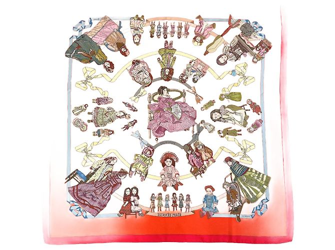 Hermès Bufanda de seda Hermes HELLO DOLLY Roja