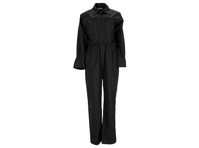 Mono de manga larga con cinturón de Saint Laurent en algodón negro