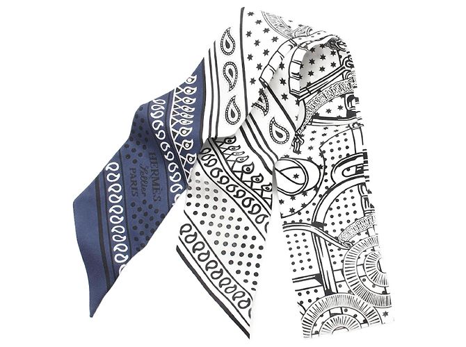 Hermès Hermes Silk Twilly Apron Doll Scarf White