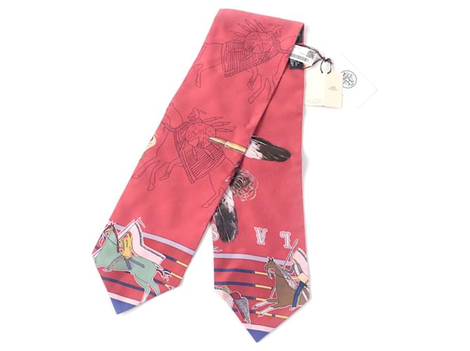 Hermès HERMES PANI LA SHAR PAWNEE Silk Scarf Multico/Rouge Multiple colors Cloth  ref.1896297