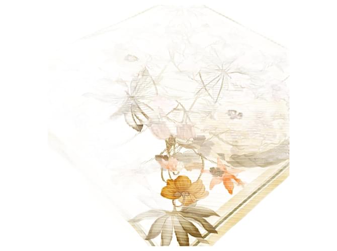Hermès Hermes Silk Fleurs d'Hellade Scarf Yellow Cloth  ref.1896365