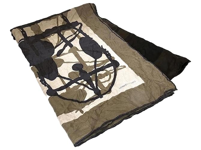 Hermès Hermes Crazy Printer Scarf Black Cloth  ref.1896499