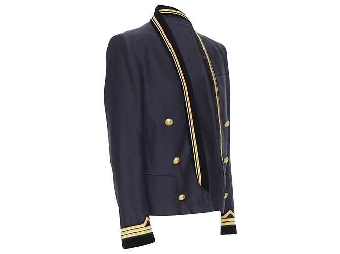 Balmain cotton velvet military shawl collar double breasted jacket