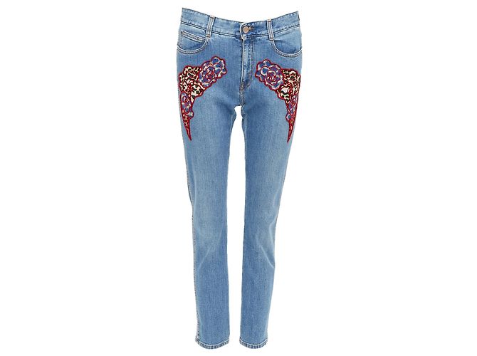 Stella Mc Cartney Jeans com patch de aplique floral de leopardo Stella McCartney