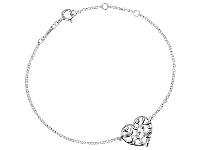 Pulseira de coração de folha de oliveira em prata 925 Tiffany & Co Metálico Metal  ref.1896722