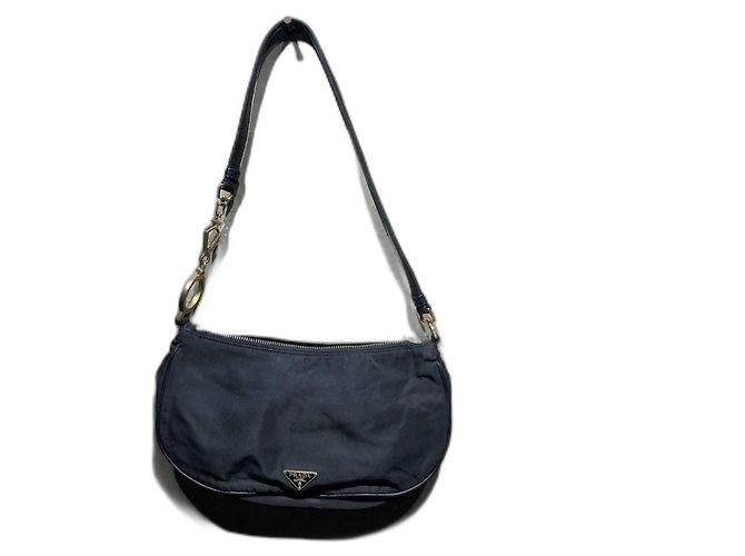 Borsa a spalla hobo in nylon Prada Nero