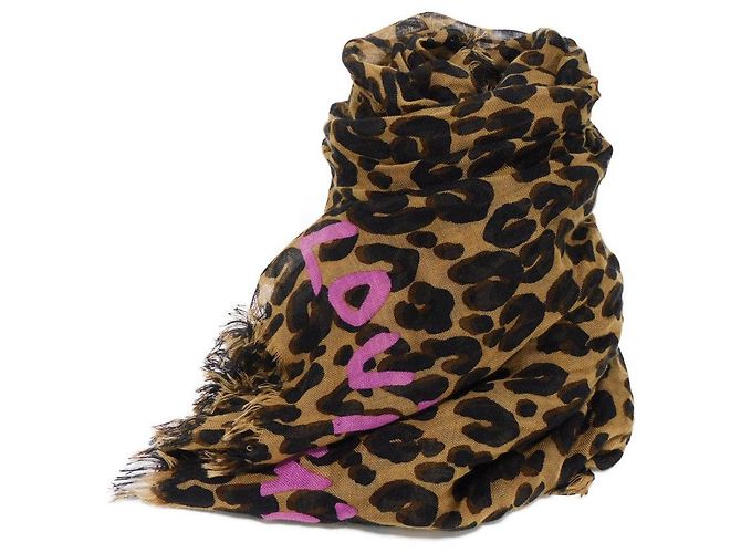Louis Vuitton Leopard Graffiti Scarf M72215 Brown