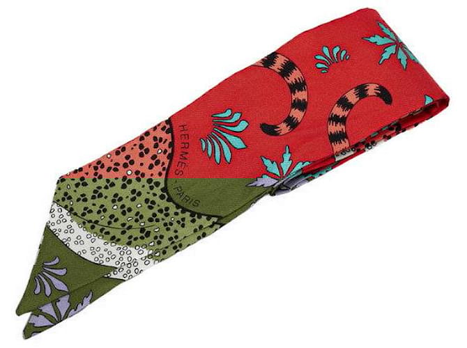 Hermès Hermes Silk Twilly Scarf Red Multicolor  ref.1896836