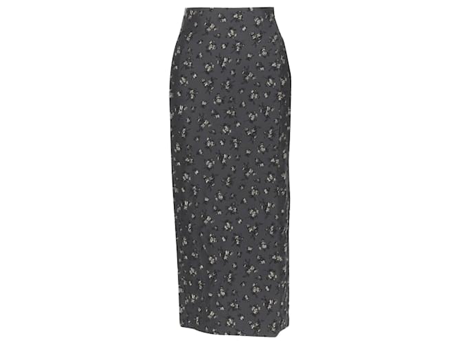 Autre Marque Brock Collection floral cloque dart knitee length pencil skirt Grey Polyester  ref.1896875