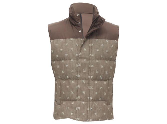 Fendi script FF Zucca monogram jacquard cotton down puffer vest jacket