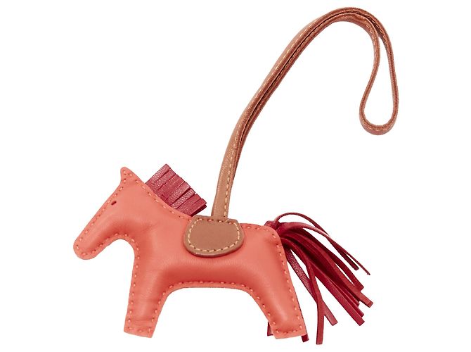 Trim Hermès Charm de bolso de caballo con flecos de cuero Hermes Rodeo PM Roja