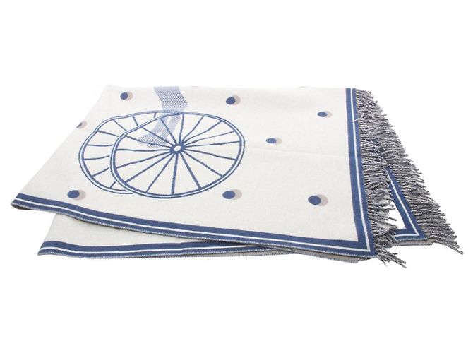 Hermès Hermes Wool Cashmere Plaid Shawl Grey