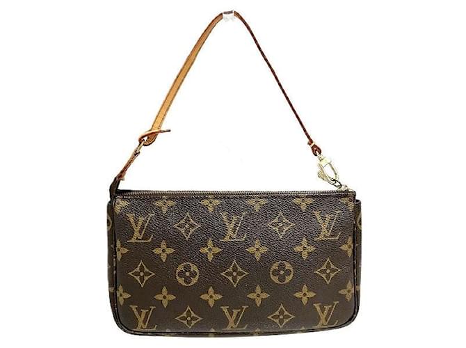 Clutch Pochette Acessórios Louis Vuitton Marrom Lona  ref.1897604