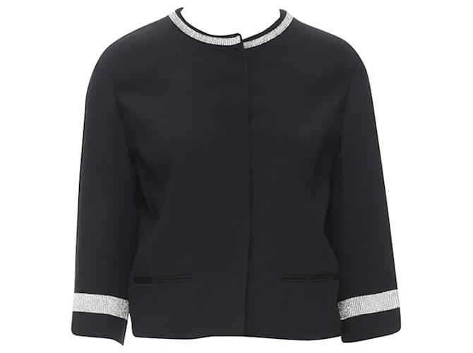 Dolce & Gabbana silver crystal rhinestone collar cuff dinner jacket Black Acetate Cellulose fibre  ref.1897726