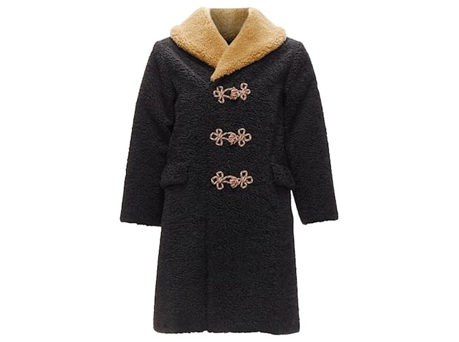 Gucci Kids Anchor Knots Faux Shearling Teddy Coat Black Polyester  ref.1897777