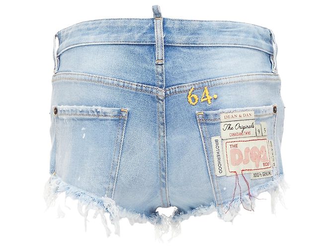 Dsquared2 Abgeschnittene Booty-Shorts mit gewaschenem, distressed Dsquared-Logo-Patch