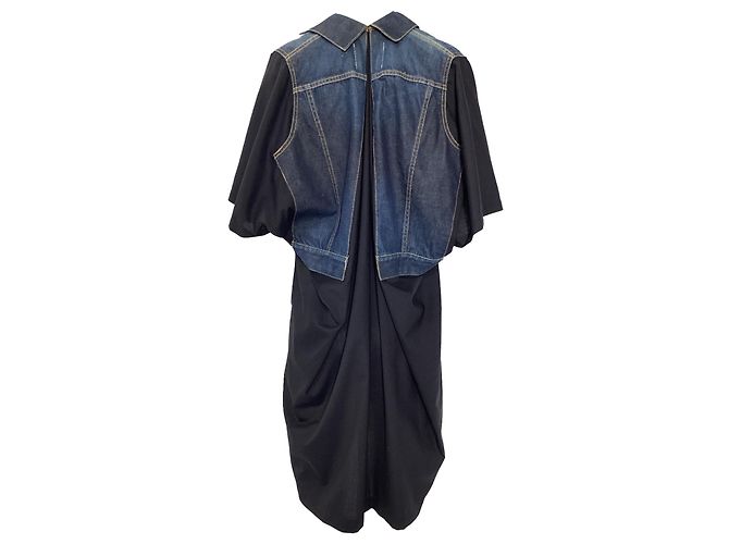 Robe en denim avec gilet Comme des Garçons Junya Watanabe en laine noire