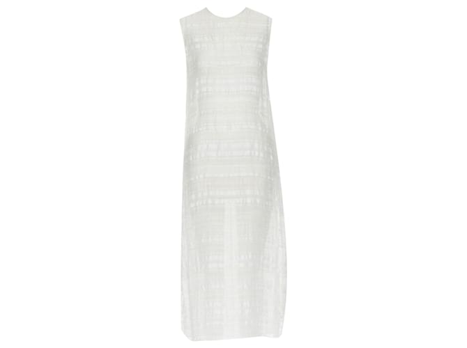 Autre Marque Raey striped semi sheer midi casual day dress Brown Beige Linen  ref.1898021