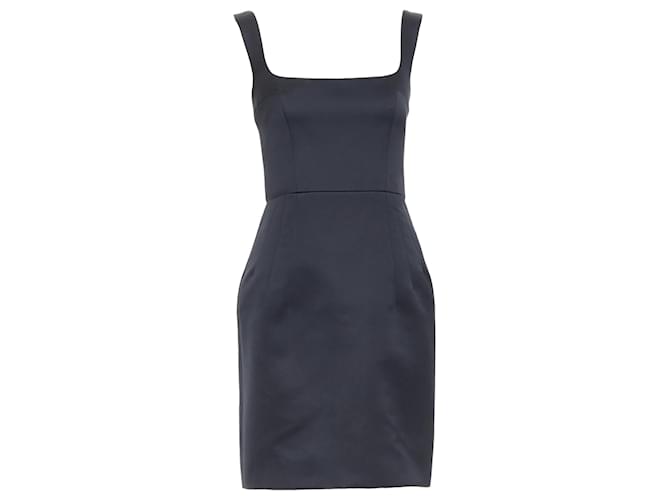 Autre Marque Emilia Wickstead Salma Duchess Satin Structured Hip Dress Black Polyester  ref.1898075