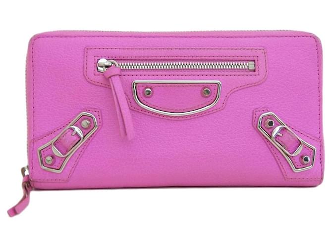 Balenciaga Classic Metallic Edge Continental Wallet Pink Leather  ref.1898169