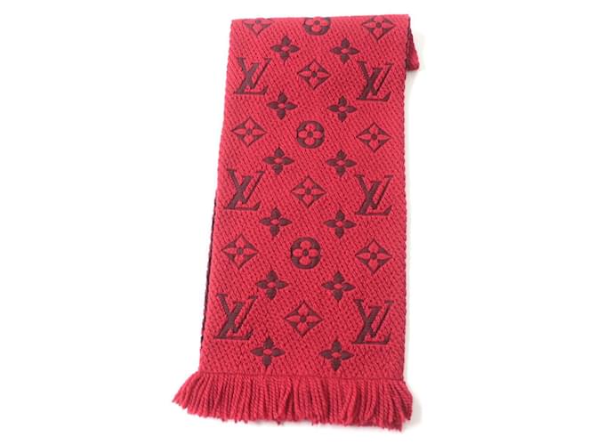 Louis Vuitton Monogram Silk Blend Scarf Red Wool  ref.1898477