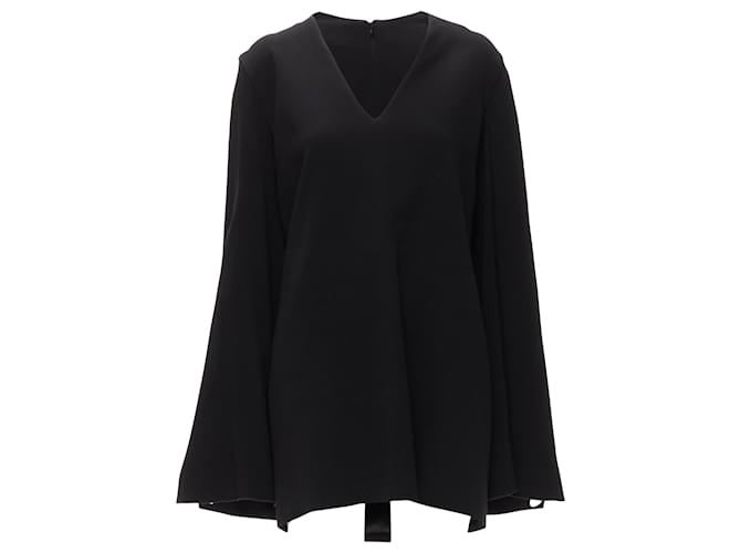 Autre Marque Dion Lee satin cape sleeve minimal V neck boxy short dress Black Viscose Cellulose fibre  ref.1898604