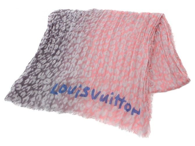 Louis Vuitton Silk Cashmere Leopard Stole M75401 Pink
