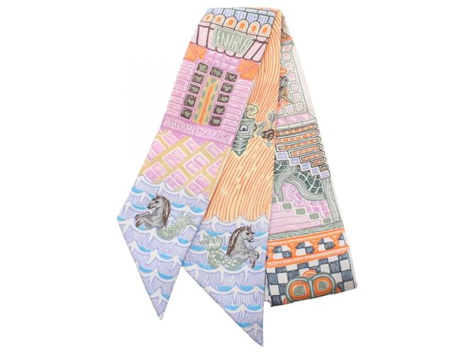 Hermès Hermes Silk Twilly Scarf H064011S Orange Cloth  ref.1899209