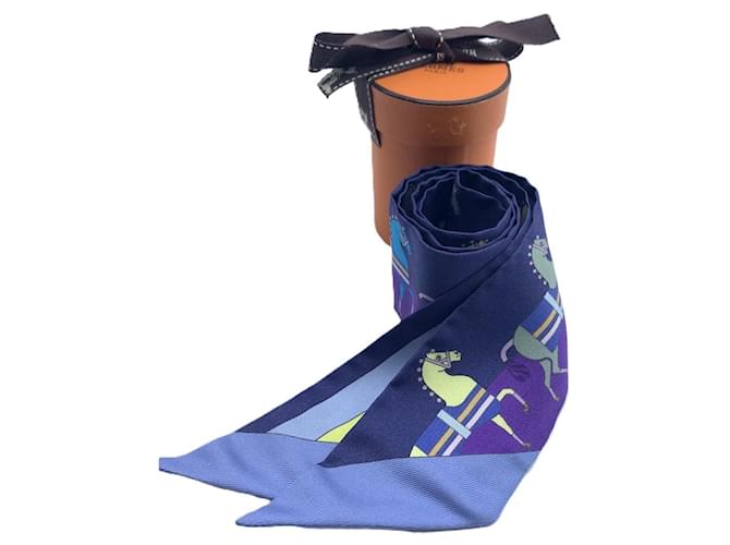 Hermès Hermes Twilly Silk Scarf Blue  ref.1899765