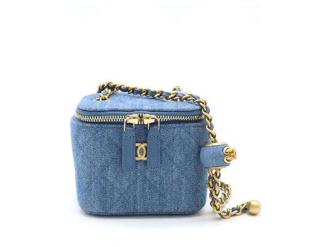Chanel Denim Matelasse Small Vanity Bag Blue