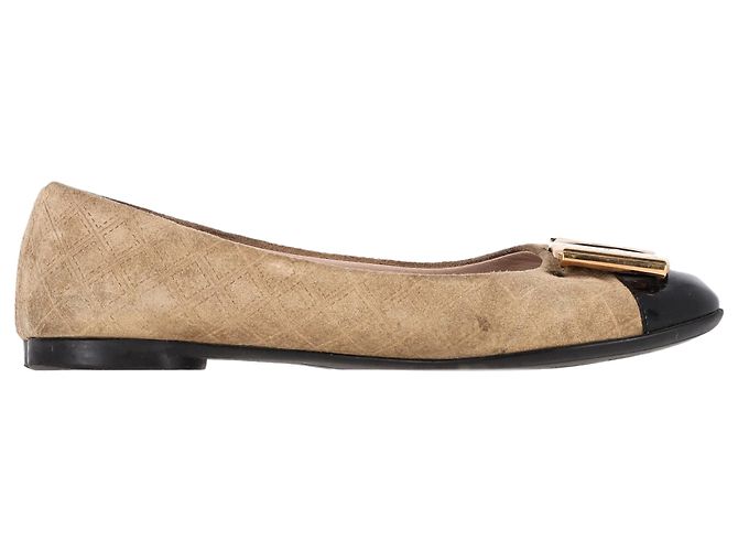 Salvatore Ferragamo Bailarinas com bico arredondado Ferragamo em camurça marrom