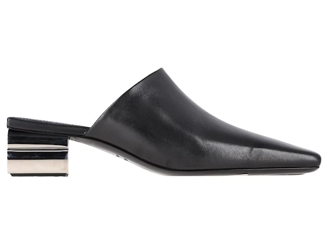 Balenciaga Typo Chrome Heel Mules in Black Leather  ref.1900473