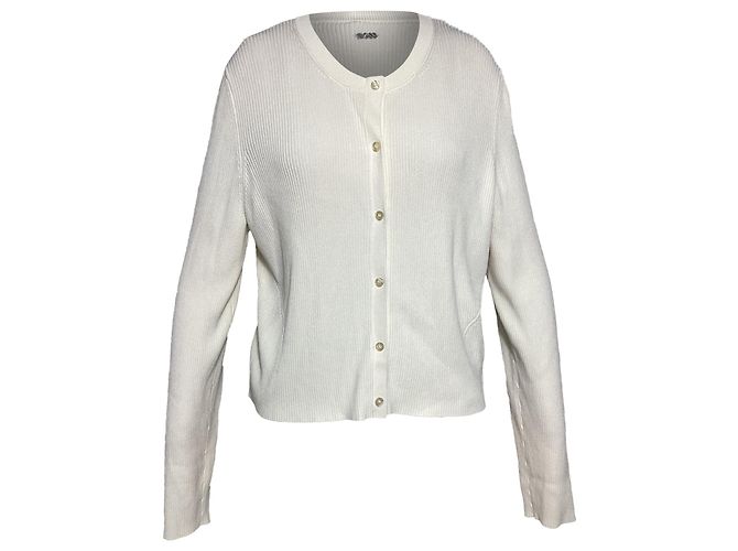 Hugo Boss Cardigã canelado Boss em viscose branca Branco Cru