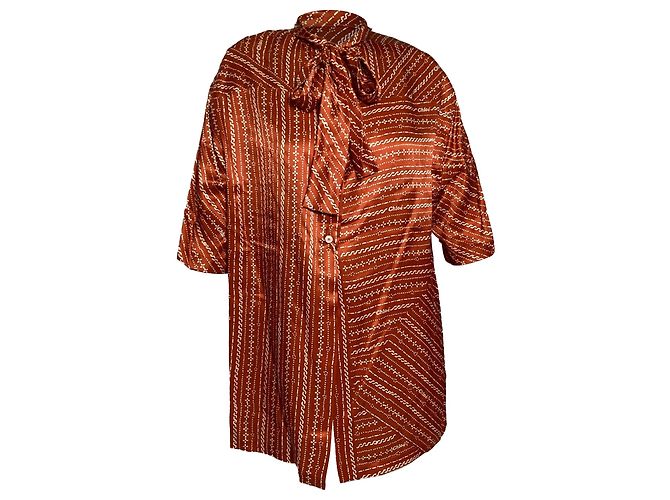 Chloé Bluse mit Schleifenmuster aus braunem Seidenstoff Rot