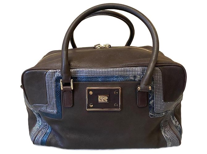 Borsa Anya Hindmarch in pelle marrone argento blu