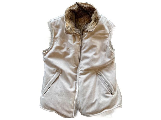 Loro Piana-Weste aus Kaschmir und argentinischem Fuchs. Beige