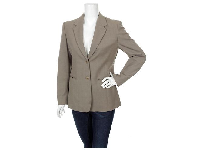 Max Mara Made in Italy Single-Breasted Lady's Tailored Wool Blazer, size 40 Grey