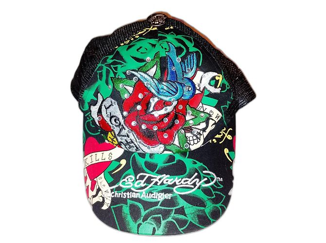 Autre Marque Don Ed Hardy by Christian Audigier Baseball Cap Black Red Green