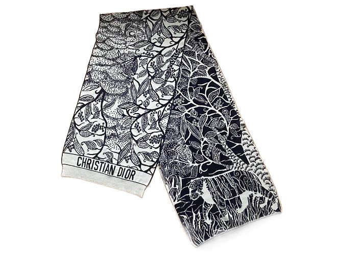 Dior Toile de Jouy Wollschal Schwarz Weiß
