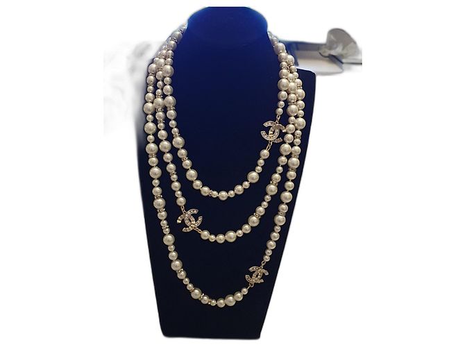 Coco Crush Chanel 2021 Pre-Fall Goldener Crystal Perlenkette Gold hardware