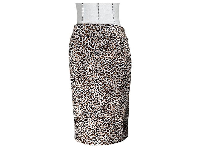Krizia Per Te Midi Rock Leopard Baumwolle Mehrfarben