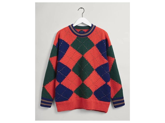Autre Marque Gant Argyle Oversized Pullover aus Wolle Mehrfarben 