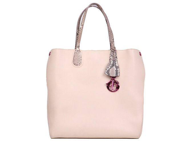 DIOR - Sac tote Dioraddict en cuir beige et python