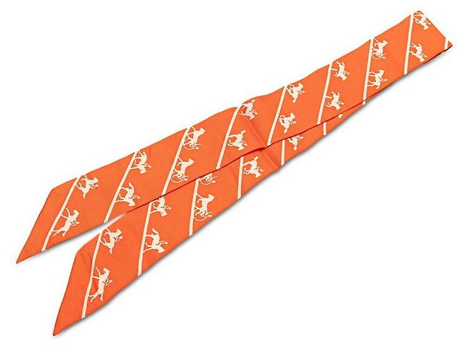 Hermès Sciarpa in seta Twilly con motivo cavallo Hermes Rosso