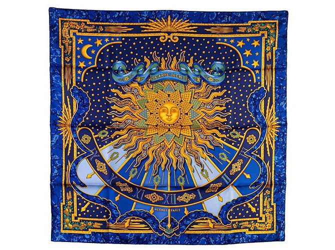 Hermès Hermes Silk Scarf Carpe Diem Blue Gold