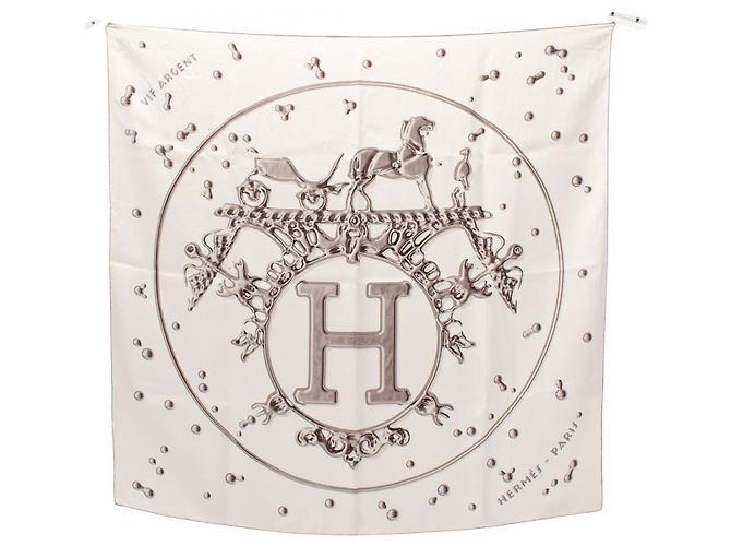 Cachecol de seda Hermès VIF ARGENT Branco