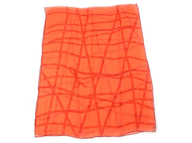 Hermès HERMES Silk Bolduc Chiffon Stole Shawl Orange