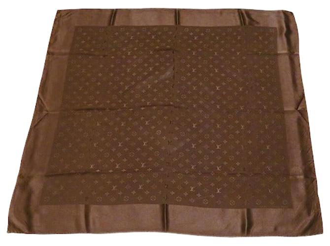 Louis Vuitton Monogram Silk Scarf Brown  ref.1901985